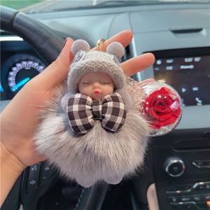 New Design 13cm Mini Soft Plush Baby Dolls <b>Key</b> <b>Chain</b> Fashion Vinyl Baby Face Dolls Keyring With Bow - Product Image 3