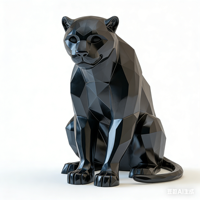 Sculpture d'animal de dessin animé Panthère noire en fibre de verre |   Art personnalisé grand format 3D peint à la main pour une utilisation en intérieur/extérieur |   Centre commercial