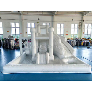 Castello Gonfiabile a Forma <span class=keywords><strong>di</strong></span> Sirena in PVC Pastello con Scivolo e Piscina per Bambini, Combo Casa Rimbalzante da Giardino - Product Image 2