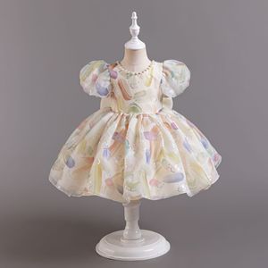 Abiti <span class=keywords><strong>Eleganti</strong></span> per Bambine, Vestito Principessa in Tulle a Maniche Corte, Abito Estivo per Compleanno, Abbigliamento per Bambine - Product Image 2