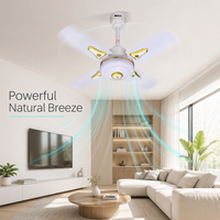 4-Blatt Metall-Deckenventilator mit 5 Geschwindigkeitsstufen, Geräuscharmer Kugellagermotor, Kleiner Deckenventilator für Schlafzimmer, Wohnheim, Restaurant, Zuhause
