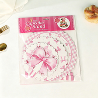 Support à gâteau jetable pour fête d'anniversaire d'enfants, support à gâteau en papier à trois étages