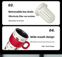 Thermos portable en acier inoxydable 304 grande capacité, isolé sous vide, pour café et thé, avec paille double usage, design bohème et dessin animé