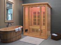 Sauna infrarouge intérieur pour 3 personnes, en bois canadien, avec chauffage en fibre de carbone, faible EMF, sauna sec pour maison et villa