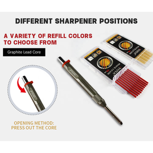 Металлический плотницкий карандаш, 2,8 мм, OEM OM, индивидуальный логотип, механическая длинная ручка для деревообработки с глубокими отверстиями - Product Image 5