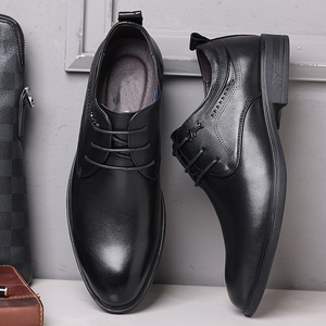 Zapatos de vestir de cuero de grano completo para hombre, con punta en pico, con cordones, tipo Derby, de marca, para negocios. - Product Image 6