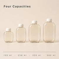 Bouteilles de boissons jetables en PET de qualité alimentaire, forme carrée plate, 100 ml, 250 ml, 350 ml, 500 ml, pour soda, jus et champagne, impression sérigraphique