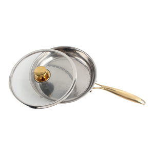 Dishwasher Safe Glass <b>Lid</b> Gold Handle Induction Compatible Modern Design Titanium <b>Frying</b> <b>Pan</b> - Product Image 4