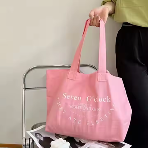 Large Cotton Canvas <b>Tote</b> <b>Bag</b> <b>with</b> Zipper <b>Pocket</b> Custom Logo Women's Gift for Shoulder Support Made in China - Product Image 1