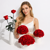 Décoration personnalisée pour la maison, cadeau de la Saint-Valentin, plantes éternelles, bouquet de fleurs, roses stabilisées et préservées à longue tige dans une boîte et un vase