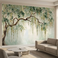 Papier peint mural botanique grand arbre à branches suspendues, imperméable, autocollant, pour la décoration murale de la maison