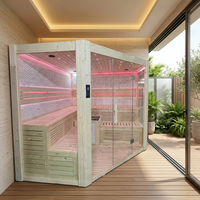 Sauna intérieur professionnel de conception traditionnelle avec poêle à sauna, cabine en bois de pruche pour 4 à 6 personnes, assemblage à domicile