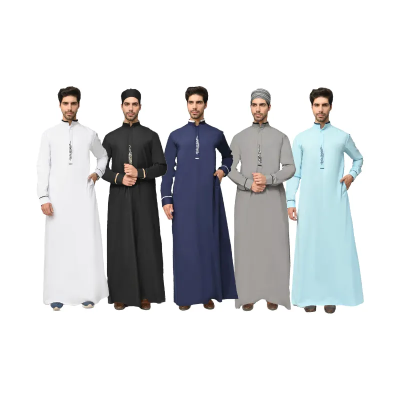 9001 vente chaude de haute qualité le plus populaire col debout arabe dubai musulman thobe ethnique islamique vêtements hommes vêtements quotidiens