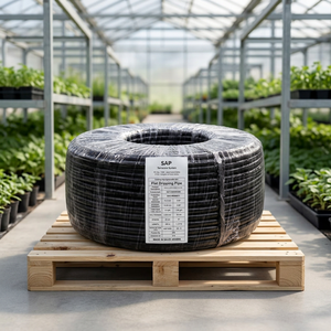 Tuyau d'irrigation goutte à goutte plat noir de 16 mm en PE vierge, épaisseur 1,0 mm, 4 LPH, espacement des émetteurs 45 cm, bobine de 400 m, compatible SAP - Product Image 3