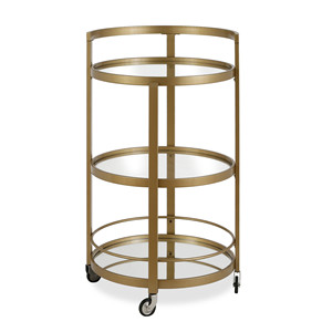 Carrello per Bar rotondi HMS per servire bevande con materiali in vetro ottone acciaio - Product Image 3