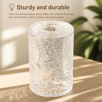 Abat-jour en verre soufflé à la main, effet craquelé, forme cylindrique, pour éclairage intérieur domestique