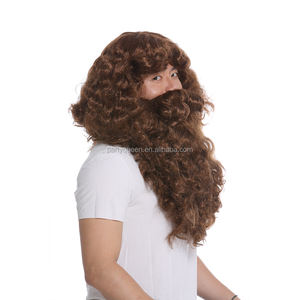 Pelucas de fiesta de fibra sintética <span class=keywords><strong>vikinga</strong></span> marrón con bigote - Product Image 6