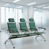 Chaises modernes et durables à 3 places en acier pour système de perfusion IV en milieu hospitalier, grande capacité, avec rails de rangement, pour usage scolaire, écologiques
