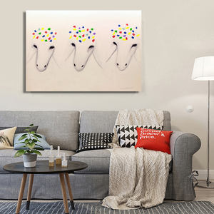 100% fatti a mano M. Kadirman pecore moderne famose dipinti tre teste di pecora bianco pittura a olio tela decorazione soggiorno <span class=keywords><strong>Anime</strong></span> - Product Image 3