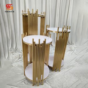 LEDA Party Custom 60 70 90cm Gold Round Pedestal Top Wedding Plinth Metal Cake Dessert Display <b>Table</b> for Wedding - Product Image 3