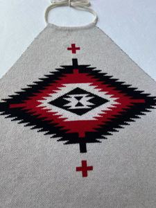 Stylish Women's Sweater <b>Black</b> Halter <b>Knit</b> <b>Vest</b> with Indian-Inspired Red & White Geometric Patterns - Product Image 3