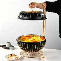 Réchaud de buffet rond noir et or en acier inoxydable pour la restauration