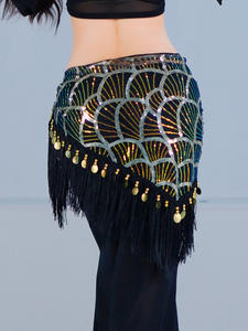 <span class=keywords><strong>Robe</strong></span> de danse du ventre en soie/coton à paillettes scintillantes |   <span class=keywords><strong>Ceinture</strong></span> à glands brodée et perlée |   Tenue de danse <span class=keywords><strong>orientale</strong></span> polyvalente - Product Image 4