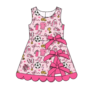 Vestido Deportivo Personalizado de Verano con Estampado de Estrella de Fútbol para Niñas, con Lazos, Shorts, Forro, para Yoga, Casual, Estilo A-Line, Vestido para Hermanas - Product Image 4