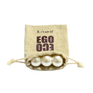 Custom Small Dust Eco Friendly Cotton Linen Drawstring Jewelry Pearl <b>Bag</b> Pouch with Logo - Product Image 5