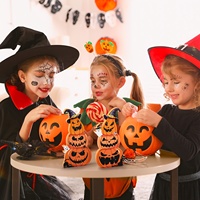 Décorations d'Halloween pour plateau à étages, 3 niveaux, avec panneaux en bois citrouille, chapeau de sorcière et citrouille-lanterne, pour la maison, la cuisine et la table de fête