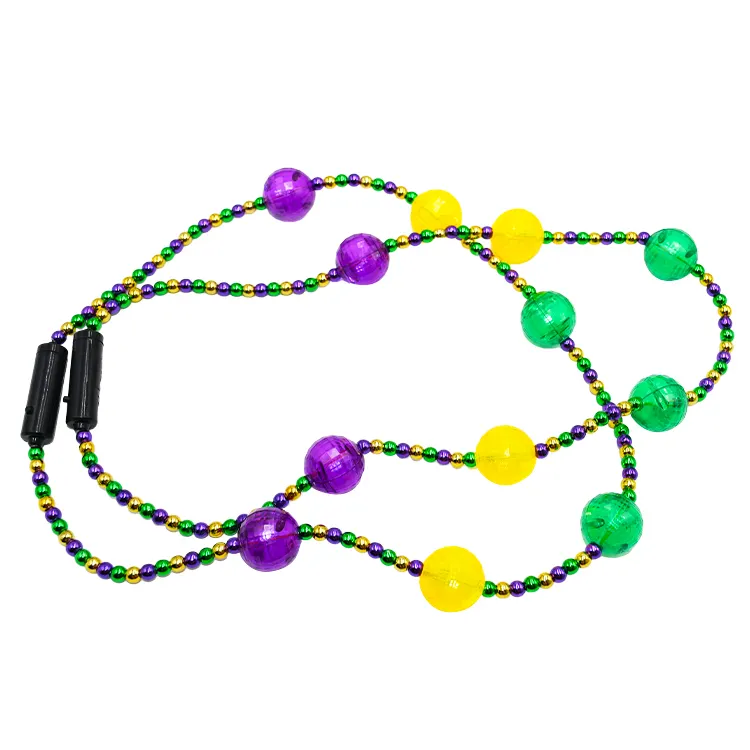 Wholesale Adult Party Wear Flashing LED Light Up Mardi Gras Beads Necklace