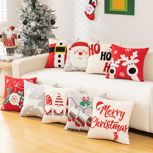 Capa de Almofada Personalizada de Natal Bordada em Algodão Vermelho com Floco de Neve, 18 * 18 Polegadas - Product Image 1