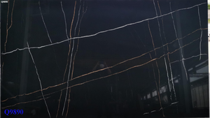 Nhà Máy Giá calacatta Đen Thạch Anh với màu trắng và vàng tĩnh mạch thạch anh tấm cho nhà bếp bàn đảo phòng tắm Vanity đầu - Product Image 5