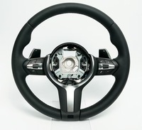 Volant sport personnalisé en daim semi-synthétique avec bande bleue et fond plat pour BMW F30 Série 3 et 4 (320i, 328i, 330i, 420i, 430i)