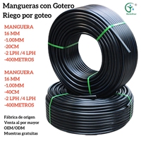 Tuyaux d'irrigation goutte à goutte MANGUERA 16MM 1.00MM 20CM 40CM 2LPH 4LPH 400 MÉTRES Vente en gros Tuyau d'irrigation goutte à goutte 16mm