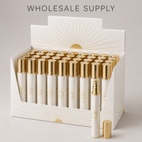 Vente en gros de flacons de parfum vides en verre de 35 ml, boîte à cupcakes rayée rose, 24 flacons de parfum, boîte de présentation, logo personnalisé