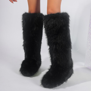 Novas Botas de Neve Femininas até o Joelho, Quentes, com Pelo de Raposa, Sólidas, Estilo Slip-on, Tendência Y2K - Product Image 2