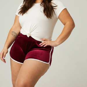 Shorts de Punto Estilo Corduroy para Mujer Tallas Grandes, Tejido Texturizado, Transpirable, de Secado Rápido, para un Look Casual Elegante, Cómodos para el Verano - Product Image 5