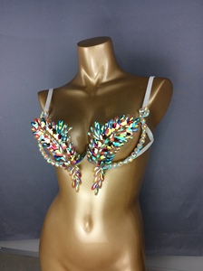 Nouveau soutien-gorge à armatures <span class=keywords><strong>Samba</strong></span> Carnival Rainbow Stone pour la danse du ventre, idéal pour les fêtes EDC, les Raves, les défilés d'Halloween, le Mardi Gras et les spectacles de Jouvert - Product Image 5
