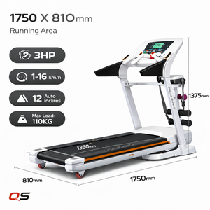 Tapis roulant domestique QS-3460 avec écran LCD de 7 pouces, moteur de 3 CV, USB, MP3, inclinaison de 0 à 15 % et 24 programmes - Product Image 5