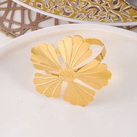 Lot de cinq anneaux de serviette écologiques en fer, design créatif, boucle carrée, style moderne et simple, forme fleur pour table de mariage ou de fête