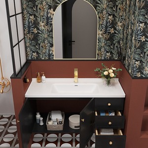 <span class=keywords><strong>Mueble</strong></span> <span class=keywords><strong>de</strong></span> <span class=keywords><strong>Baño</strong></span> Flotante Moderno <span class=keywords><strong>de</strong></span> Pared, Resistente a la Humedad, <span class=keywords><strong>de</strong></span> Madera, para Proyectos <span class=keywords><strong>de</strong></span> Hoteles y Apartamentos, Venta al Por Mayor, Fabricación OEM/ODM - Product Image 2