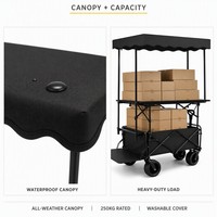 Chariot pliant avec auvent et table, chariot de camping robuste en Oxford 900D, chariot de marché pliable avec freins pour vendeurs en extérieur