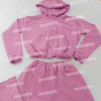 Ensemble de survêtement Y2K personnalisé pour femme : sweat à capuche zippé en molleton bouclette et short de jogging, style streetwear de luxe