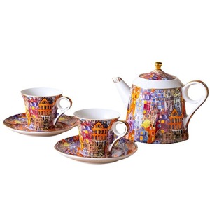 Ceramic <b>Tea</b> <b>Set</b> - Mosaic Floral <b>Teapot</b> <b>with</b> 2 Cups and Saucers - Product Image 6
