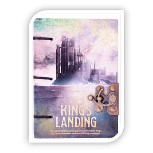 Wholesale kings landing printed cover handmade side stitch clasp <b>lock</b> attached Hard Cover bound <b>journal</b>. - Product Image 1