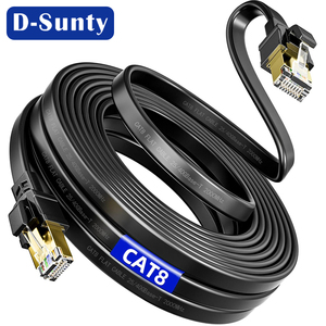 Cable Ethernet plano Cat8 de cobre desnudo 30AWG para redes LAN, cables Cat8 8P8C RJ45 con revestimiento de PVC, cable de conexión. - Product Image 4