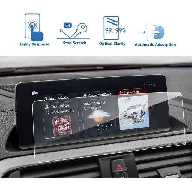 Car GPS System Display Tempered Glass Screen Protector for BMW 2 Series 3 Series 4 Series 8.8-Inch