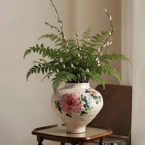 Jarrón de Cerámica Texturizada TONFO, Florero Vintage con Diseño de Peonía <span class=keywords><strong>Rosa</strong></span>, para Decoración del Hogar, Elegante Jarrón de Porcelana Estilo Chino para Mesa - Product Image 6