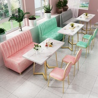 Meubles de restaurant personnalisés à succès, table et chaises en métal doré, ensembles de salle à manger, canapé en hêtre pour café